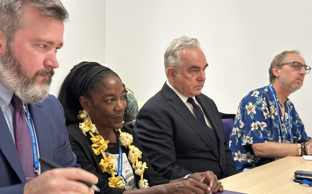 US deputy secretary of State, Kurt Campbell, 3rd from left, at the media briefing in Tonga on Wednesday, 28 August 2024.