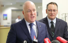 Prime Minister Christopher Luxon and Health Minister Shane Reti speak to reporters at Manukau Super Clinic.