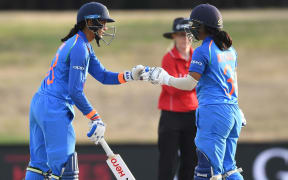 Smriti Mandhana and India captain Mithali Raj.
New Zealand White Ferns v India. Women's One Day International cricket. Bay Oval, Tauranga. New Zealand. Tuesday 29 January 2019. © Copyright photo: Andrew Cornaga / www.photosport.nz