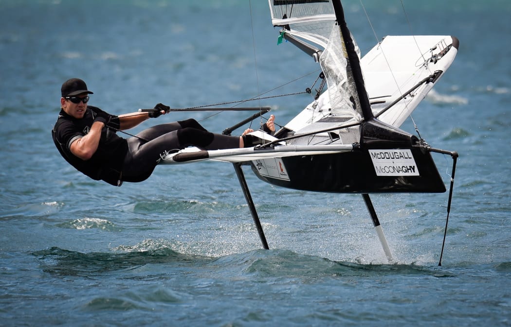 Peter Burling competes at Moths World Championships in Italy