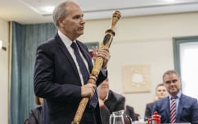 Len Brown at his final council meeting.
