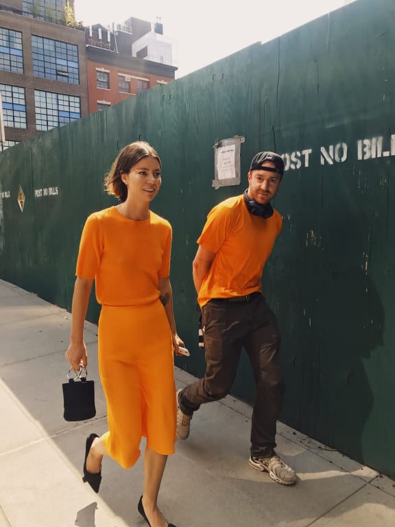 Dan Roberts in action on the streets of New York with stylist Annina Mislin