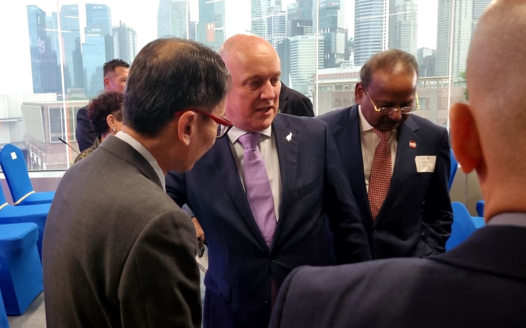 Prime Minister Christopher Luxon at PSB Massey announcement in Singapore on 16 April 2024.