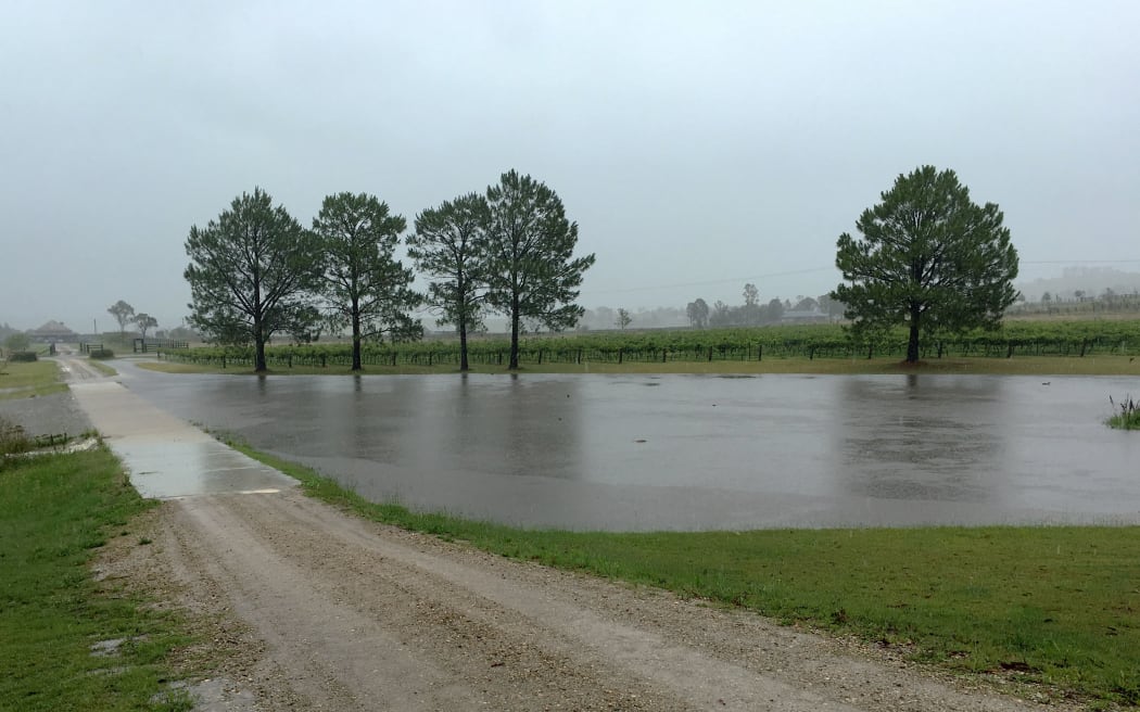 A partially flooded winery at Branxton in the Hunter Valley.