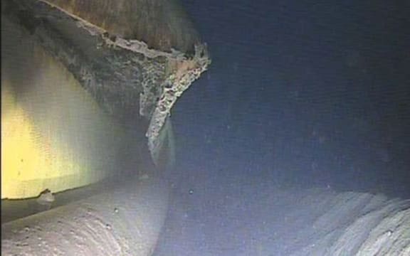 MBIE tender picture showing damage to the Tui 2H Flowline blamed for November's oil spill.