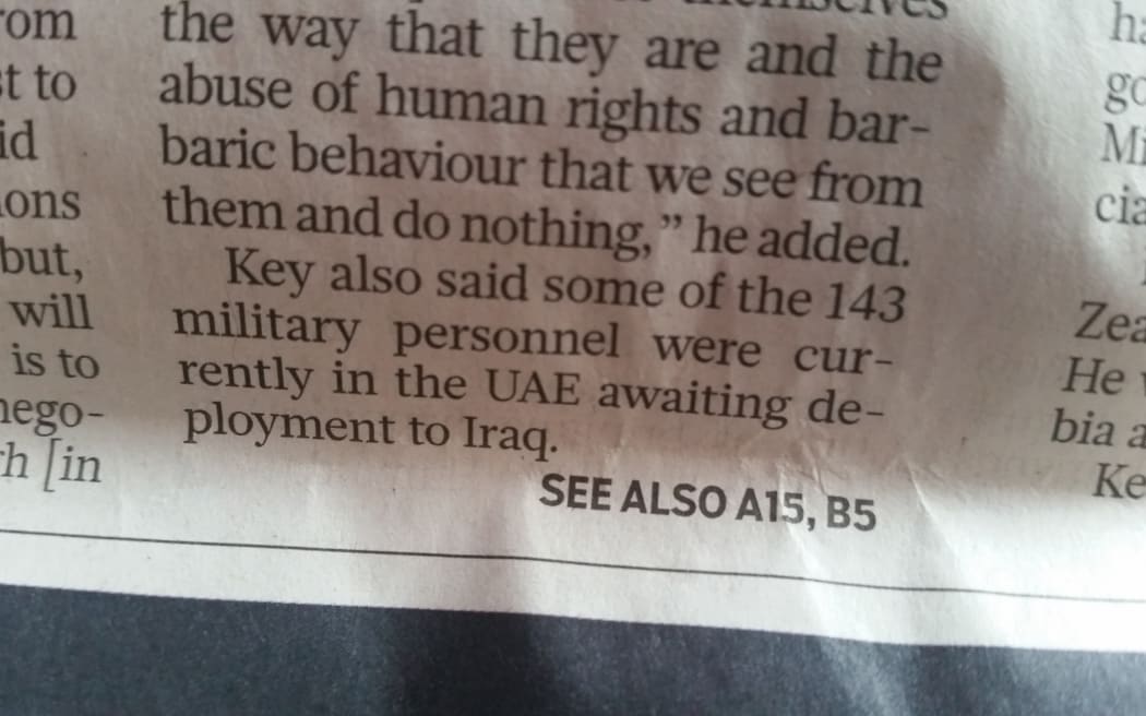 Mr Key's comments reported in the Gulf News.