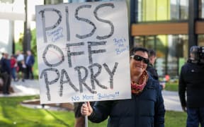 Ben Bell supporters outside of the Gore district council building on 16 May, 2023.