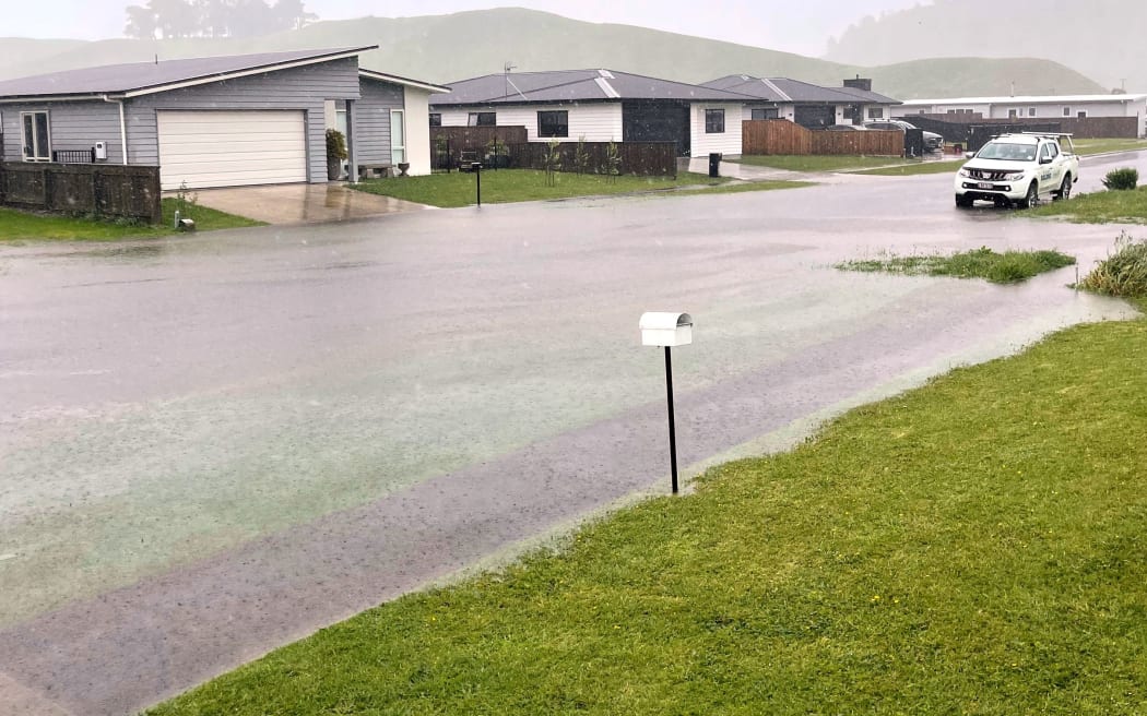 Surface flooding in Gisborne.