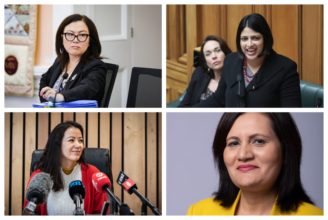 Clockwise from top left: National's Melissa Lee, Labour's Priyanca Radhakrishnan, ACT's Parmjeet Parmar and Green candidate Lan Pham