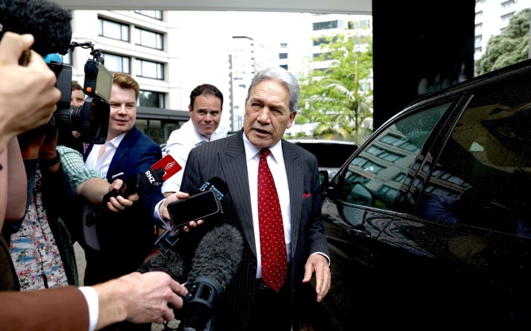 New Zealand First leader Winston Peters in Auckland on 17/11/2023 during talks with the National and ACT parties to form a government.