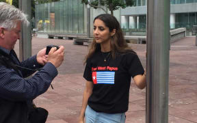 New Zealand Green MP Golriz Ghahraman attends West Papua protest