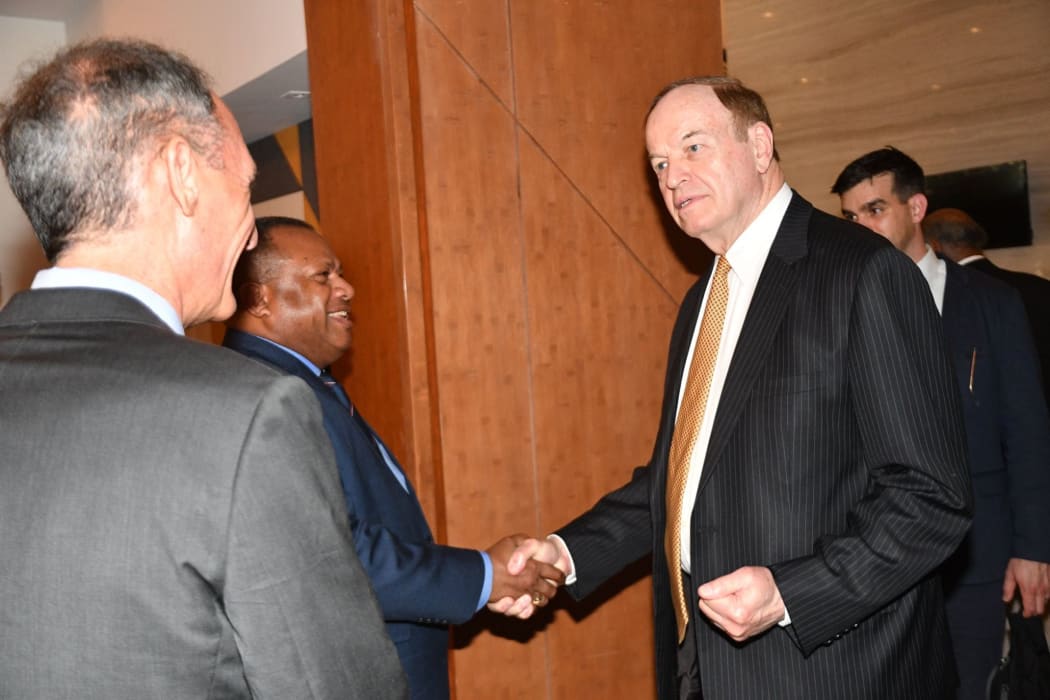 US Senator Richard Shelby meets Fijian Defence Minister Inia Seruiratu in Suva on Thursday.
