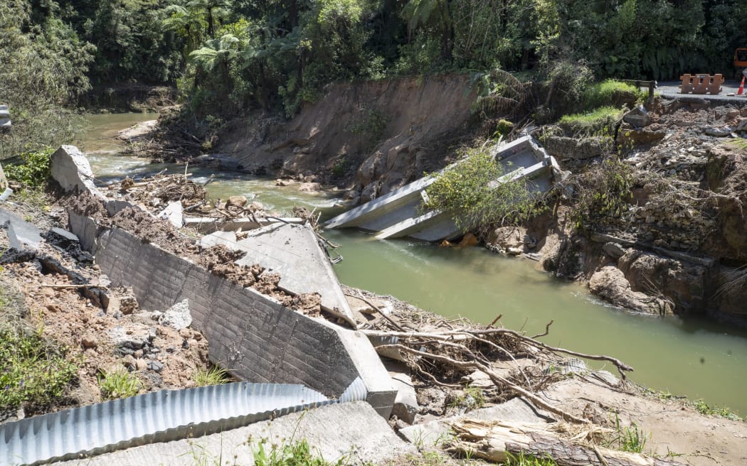 The bridge on No 4 Road washed out on January 29. Photo: John Borren/Sun Media.