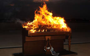 Piano burning, Langley Air Force Base, 2011