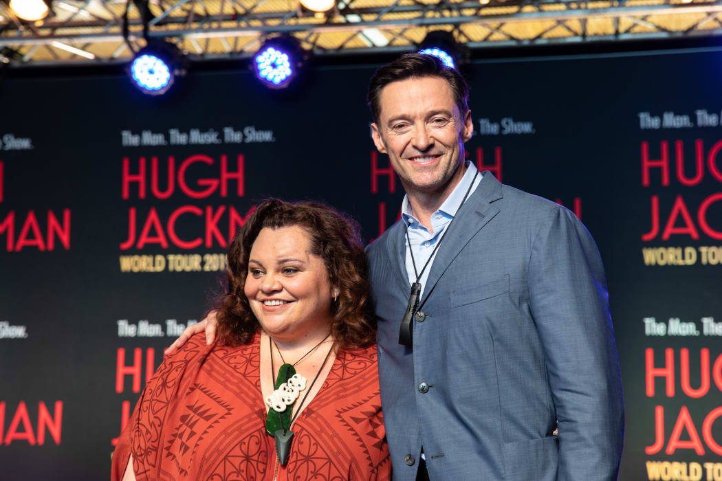 Hugh Jackman with Keala Settle.