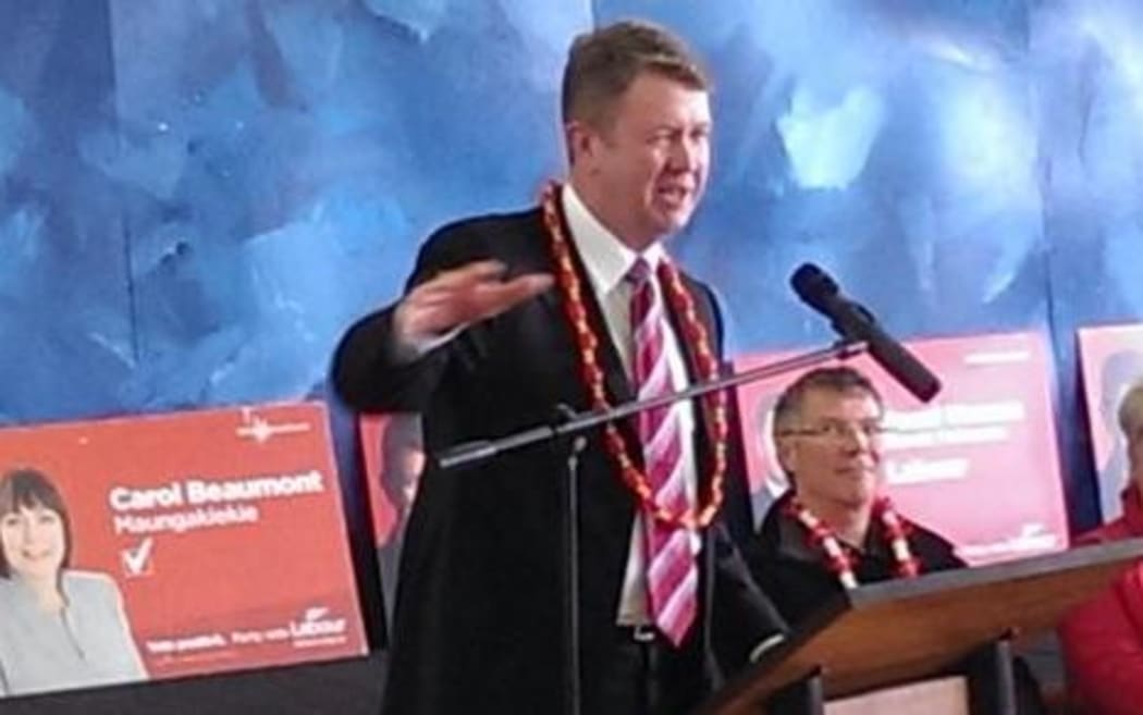 David Cunliffe addressing around 200 Labour supporters at Panmure in Auckland.