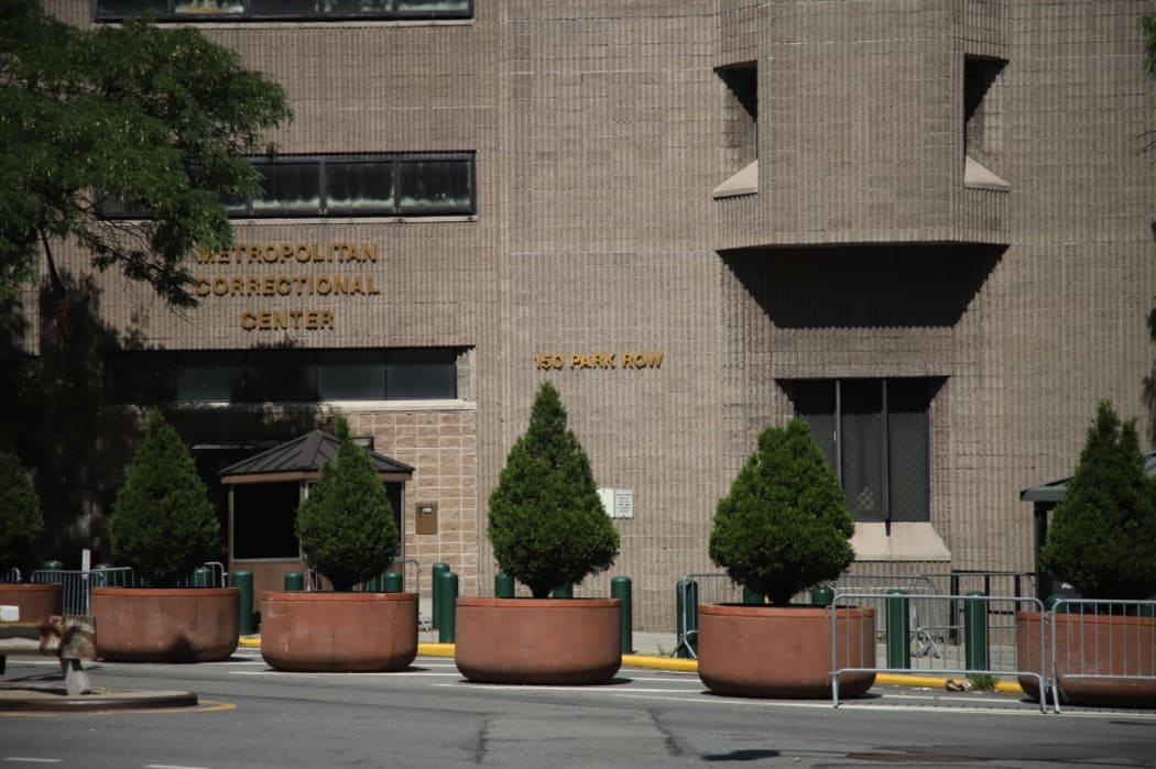 In front of the Metropolitan Correctional Center, where Jeffrey Epstein, an American millionaire accused of child sex trafficking, was found dead in his cell at the Manhattan jail in New York City on Saturday.