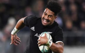 Ardie Savea scores his first try for the All Blacks.