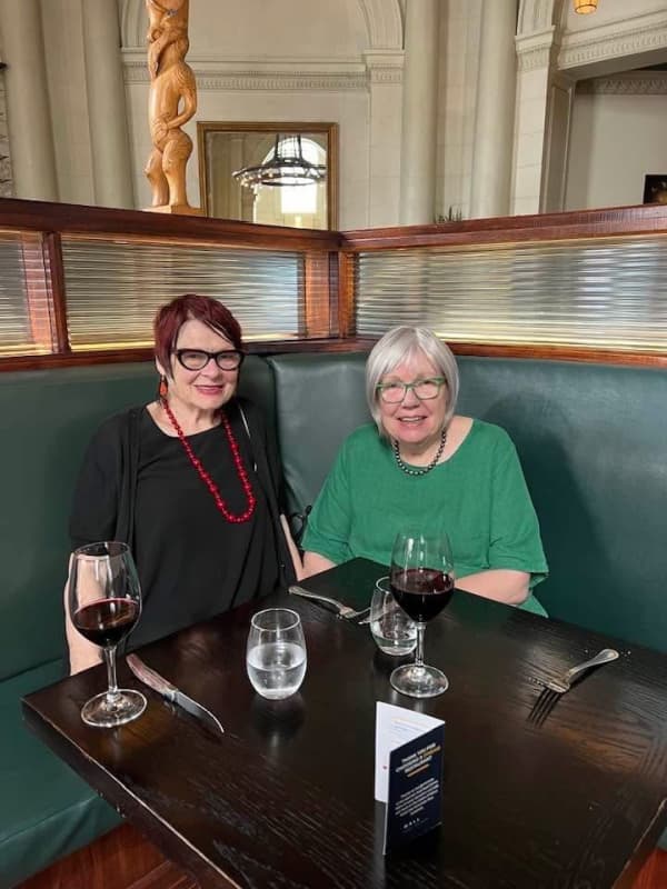 Allison Kirkman with a friend at Logan Brown, where she is a regular.