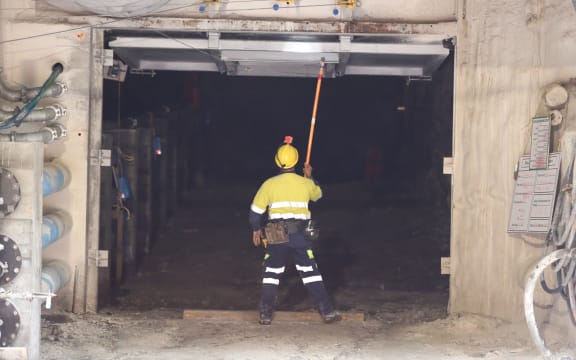 Outside the 30m concrete seal at Pike River mine.