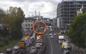 Congestion in Parnell after a crash involving a truck and cyclist.