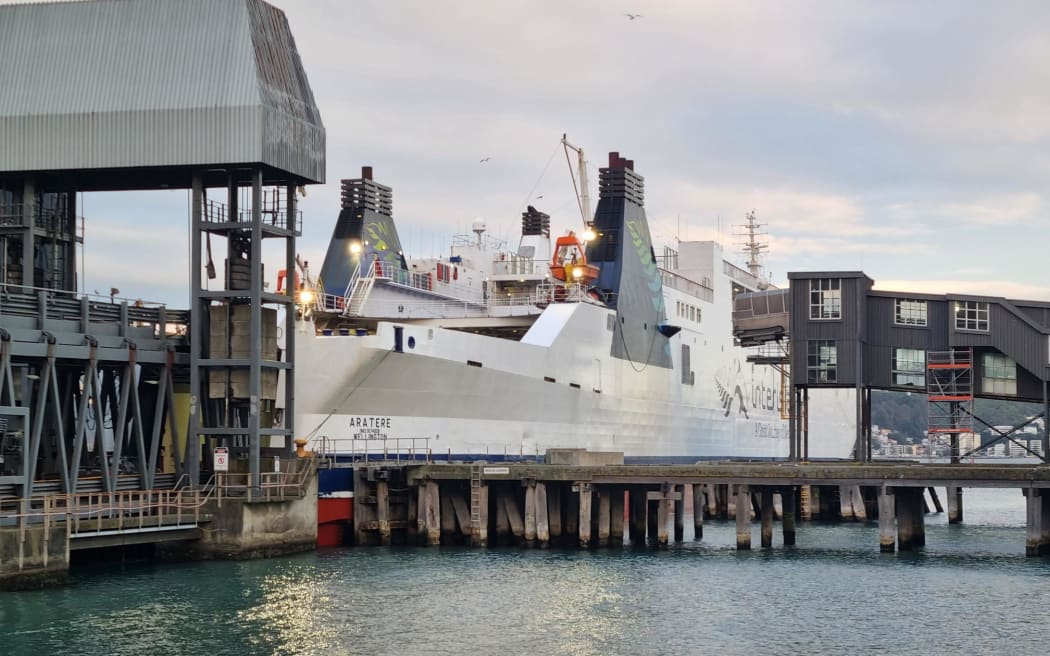 The Aratere berthed in Wellington.