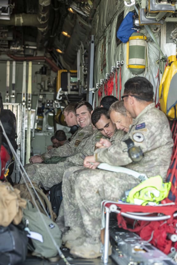 NZ soldiers departing Whenuapai airbase, headed home, after serving at Camp Taji in Iraq, 11 April, 2020.