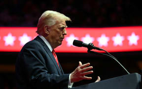 US President-elect Donald Trump speaks at a MAGA victory rally at Capital One Arena in Washington, DC on January 19, 2025, one day ahead of his inauguration ceremony. (Photo by Jim WATSON / AFP)