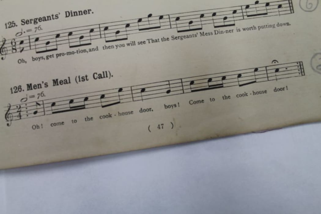 Bugle call 'Mens’ Meal -1st Call' (Come to the cookhouse door)