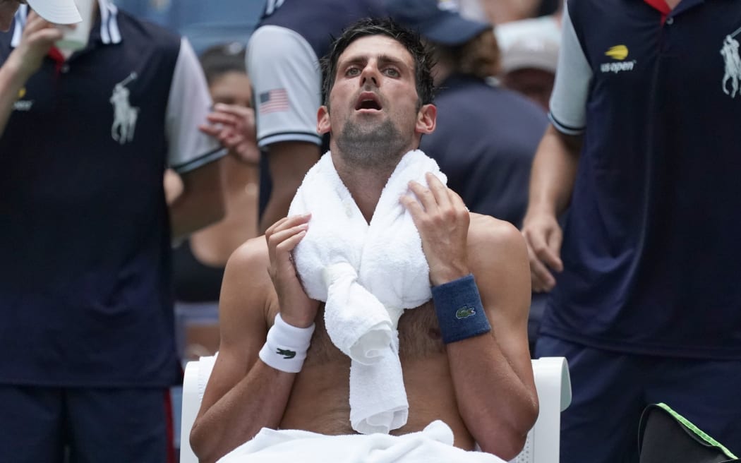 Novak Djokovic in the New York heat.