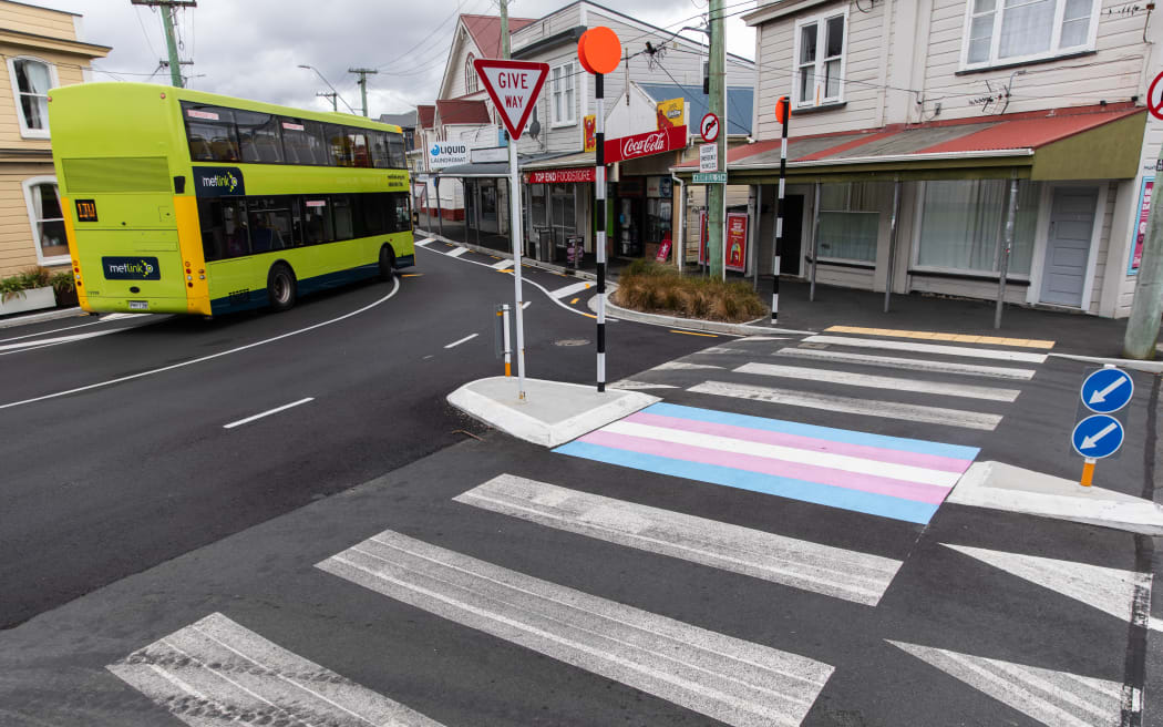Berhampore crossing painted with trans colours