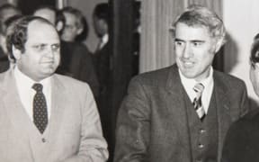 Mike Moore and Geoffrey Palmer in 1984.