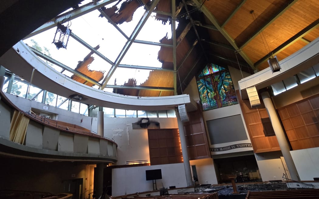Fire damage at the Calvary Christian School.
