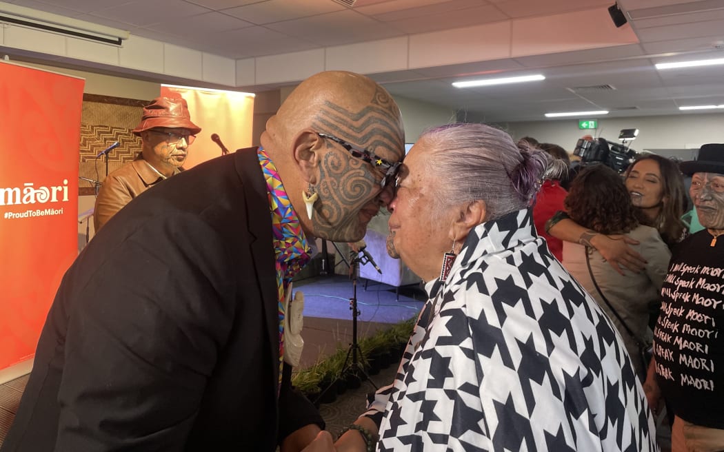 Te Pāti Māori co-leader Rawiri Waititi arrives to greet supporters at the Sudima in Rotorua.