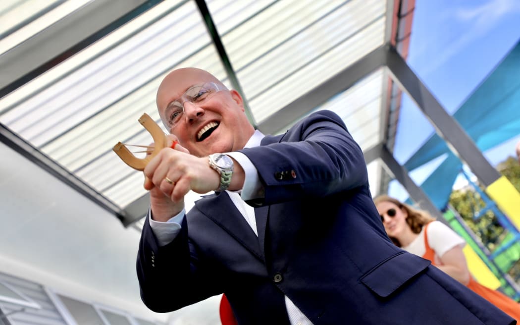 Prime Minister Christopher Luxon and Education Minister Erica Stanford at an Auckland school  announcing new maths, English and science resources.