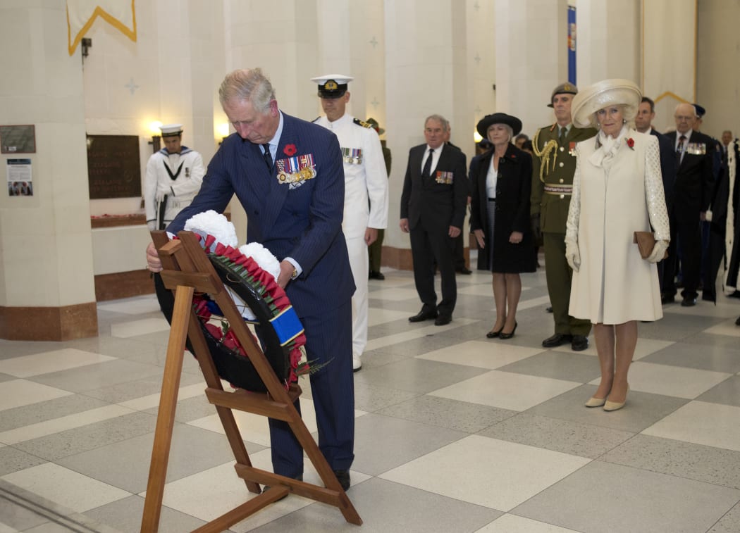 The couple laid a wreath at the memorial before greeting former soldiers and unveiling the Commonwealth Walkway plaque.