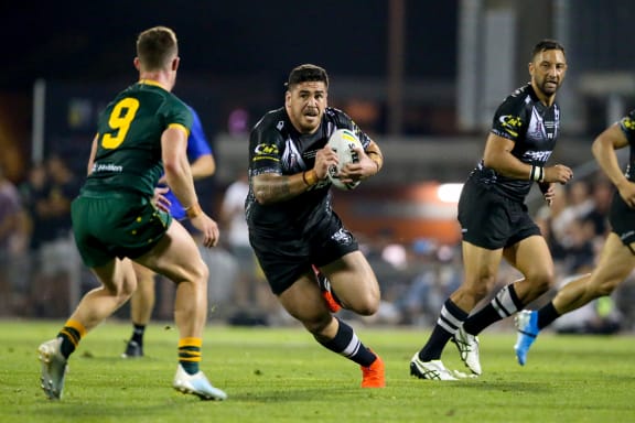 Braden Hamlin-Uele in possession during Australia v New Zealand 2019.
