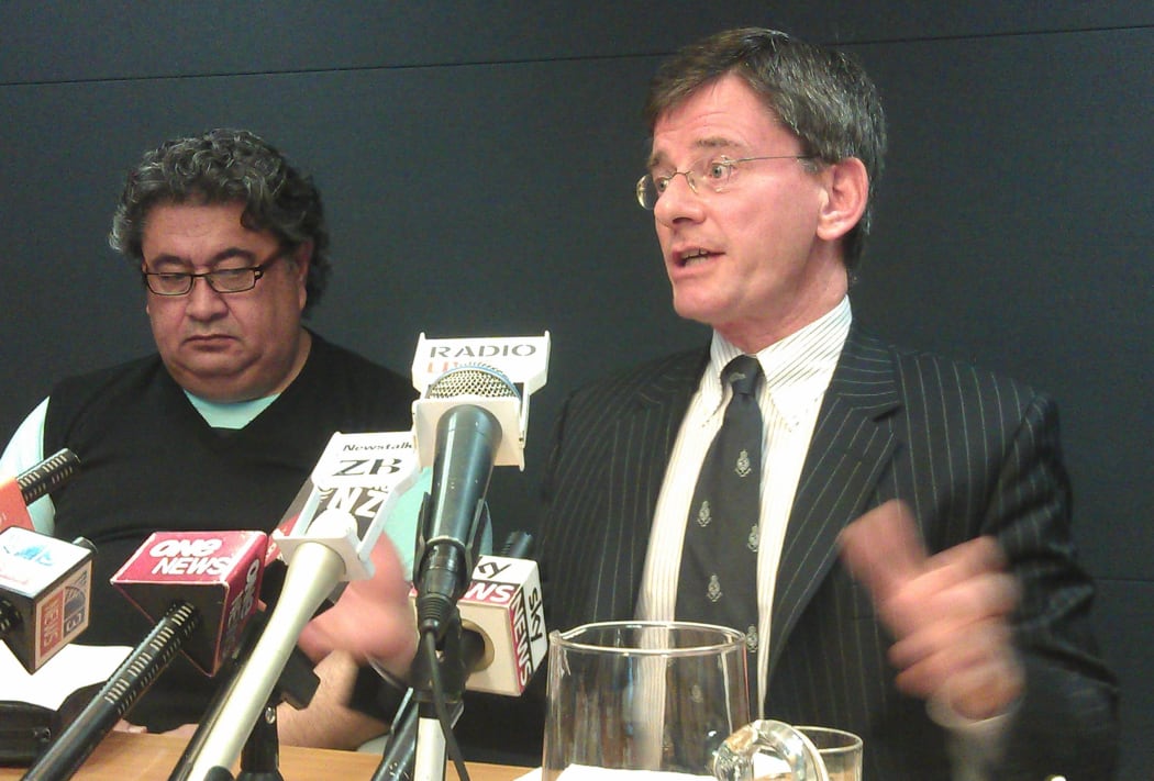 Ngai Tuhoe chief negotiator Tamati Kruger and Treaty Negotiations Minister Chris Finlayson.