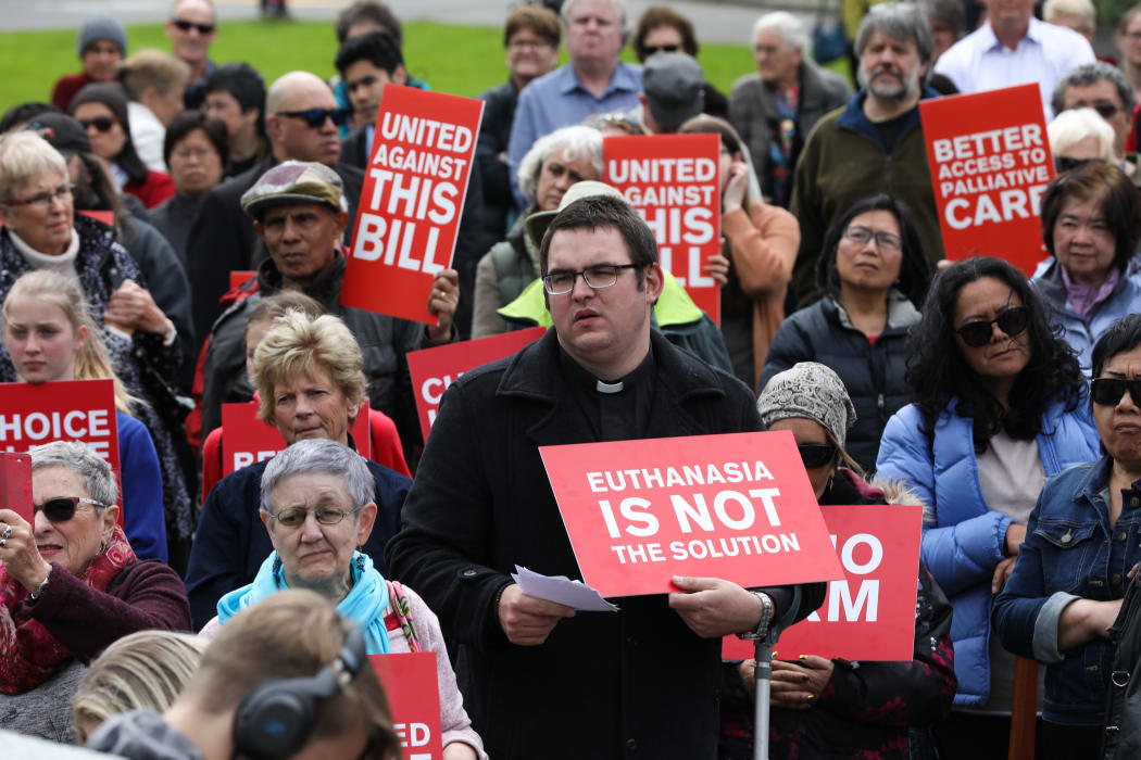 Lunchtime Protestors against the End of Life Choice Bill