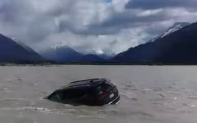 The tourists' were able to get out of the car, which was carried off by the Dart River about midday on Saturday 9 November, 2024.