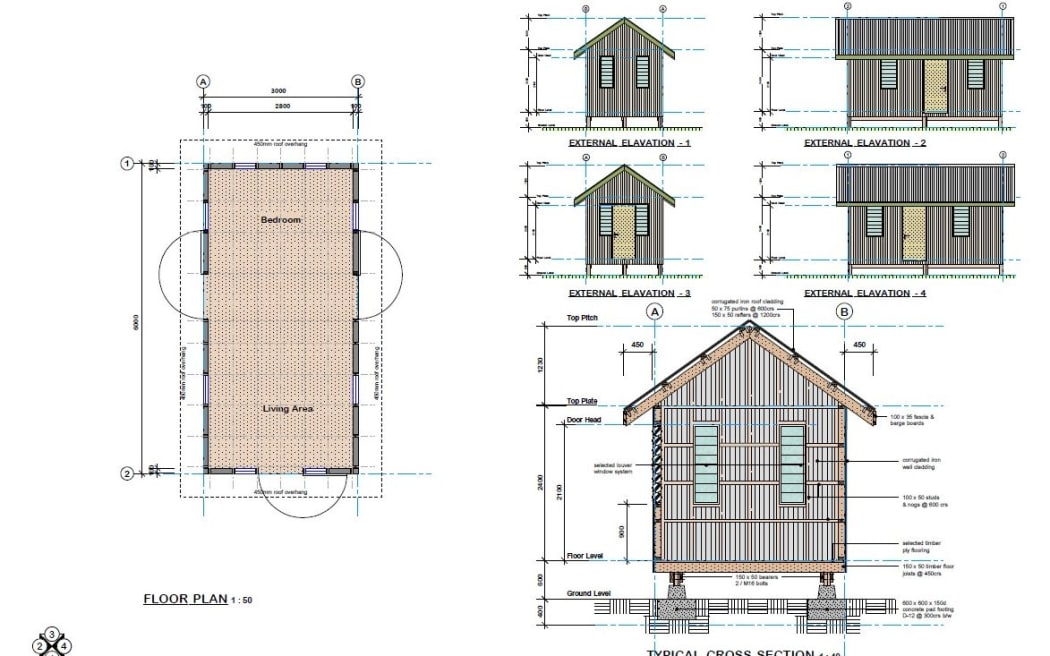 Architects plans of a simple two room house