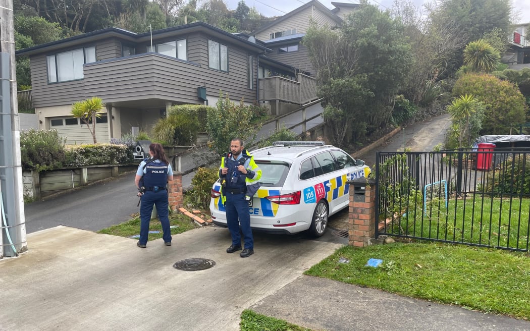 Armed police at the scene of a reported Homicide in Akatarawa Road in Upper Hutt on 22 September 2023.