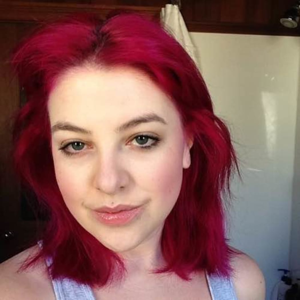 A selfie of Kate Iselin - complete with fuschia hair