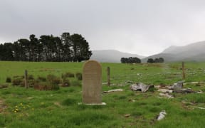 A gravestone at the Drybread Cemetery in Central Otago
