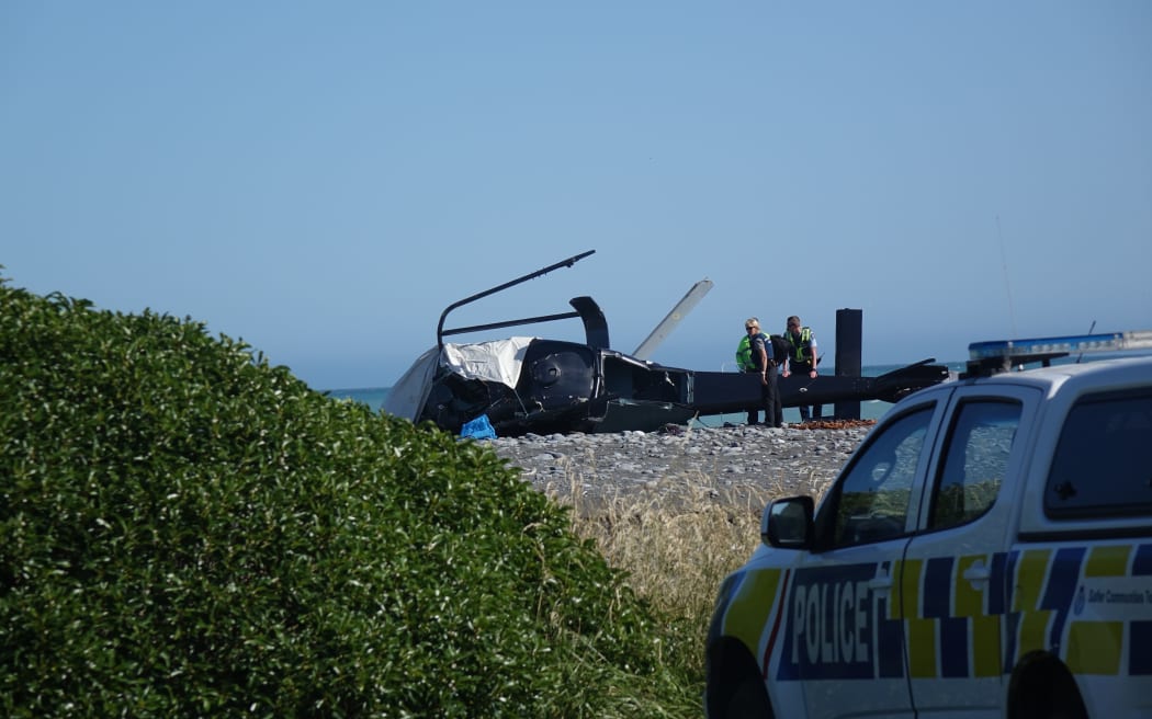 Kaikoura helicopter crash wreckage.
