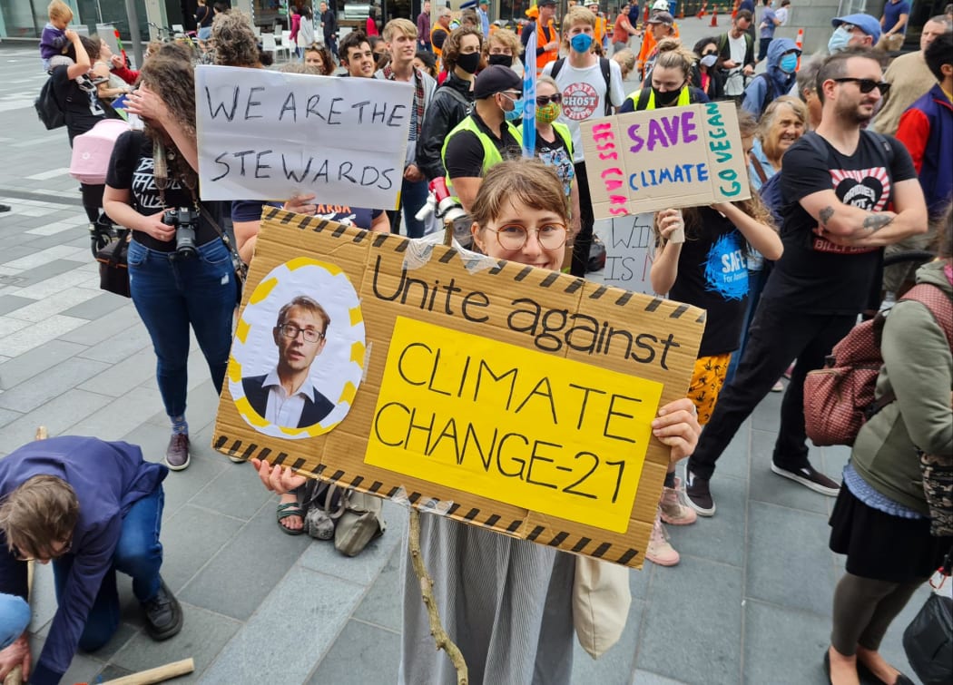 University student Olivia Yates at the Auckland march.