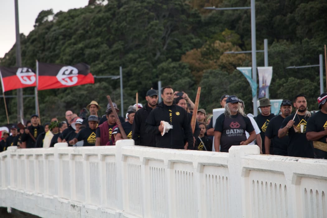 About 300 Ngāti Whātua Ōrākei iwi members marched from Ōrākei Marae to the Auckland High Court on 9 February, 2021.