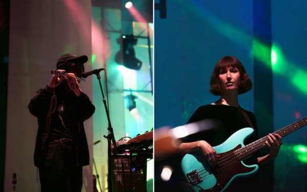 A flutist and guitarist perform at Tom Scott's concert at The Civic in Auckland on 1 November, 2025.
