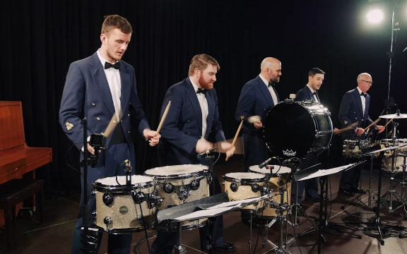 Percussionists from the Royal New Zealand Air Force Band