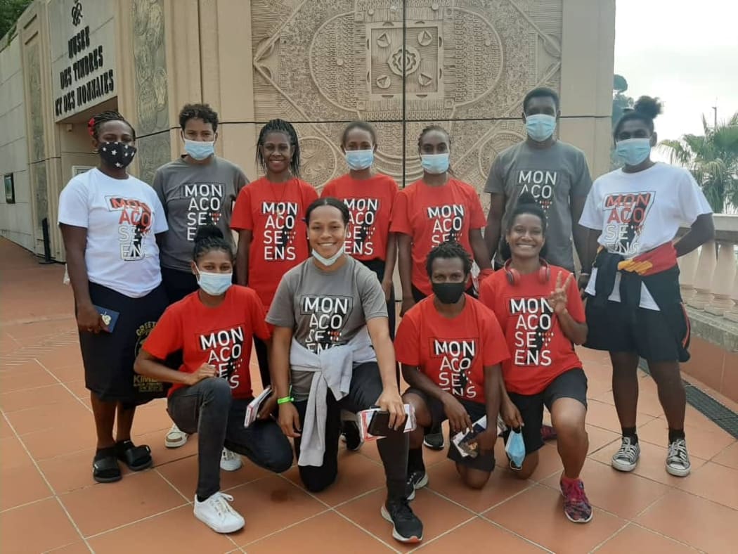 The PNG women's sevens team in Monaco for the final Olympic qualifer.